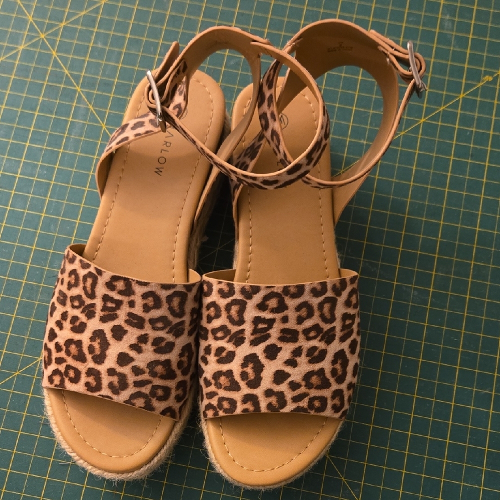 Harlow Leopard Print Platform Sandals with Ankle Strap